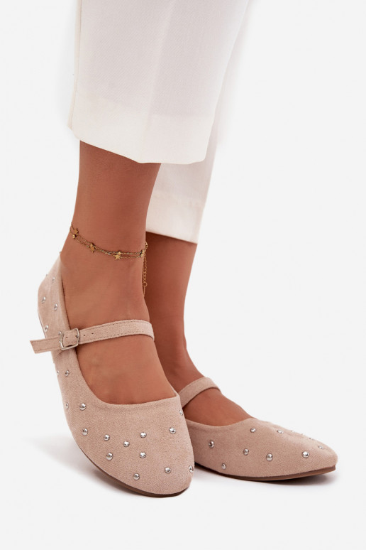 Embellished Women's Ballerinas With Strap Pink Olivisse Embellished Women's Ballerinas With Strap Pink Olivisse