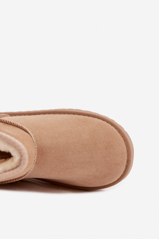 Śniegowce Dziecięce Młodzieżowe Ocieplane Futerkiem Beżowe Mireya