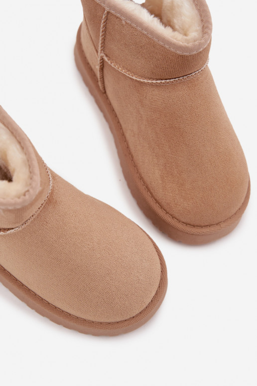 Śniegowce Dziecięce Młodzieżowe Ocieplane Futerkiem Beżowe Mireya