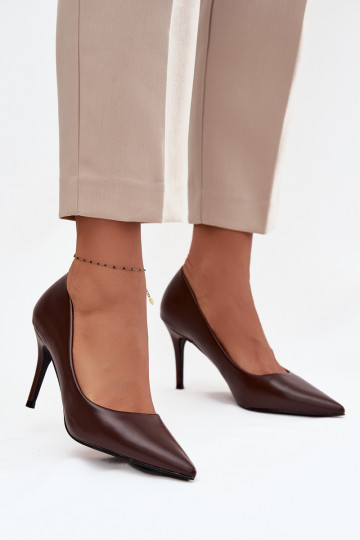 Women's High Heels Made of Eco Leather Chocolate Sivana 2