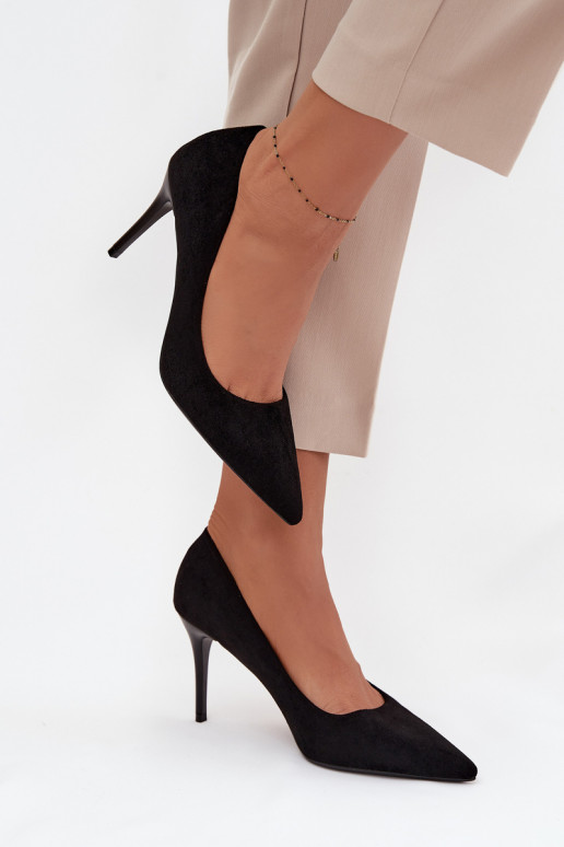 Women's heels made of eco suede Black Elvessa