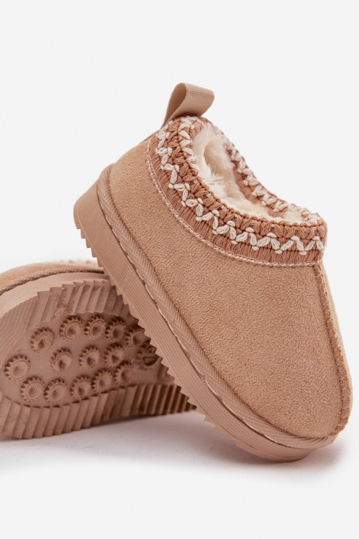 Snow Boots Children's Ankle Boots On Platform Insulated With Fur Beige Vilabria Snow Boots Children's Ankle Boots On Platform Insulated With Fur Beige Vilabria