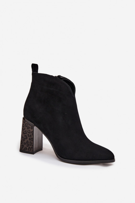 Leather Suede Women's Ankle Boots with Heel Lining Black Zivella Leather Suede Women's Ankle Boots with Heel Lining Black Zivella