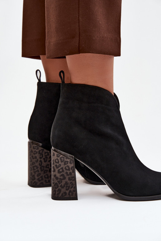Leather Suede Women's Ankle Boots with Heel Lining Black Zivella Leather Suede Women's Ankle Boots with Heel Lining Black Zivella