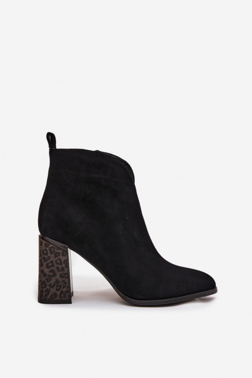 Leather Suede Women's Ankle Boots with Heel Lining Black Zivella Leather Suede Women's Ankle Boots with Heel Lining Black Zivella