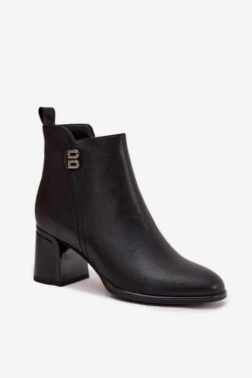 Insulated ladies ankle boots made of genuine leather with heel Black Jovelle