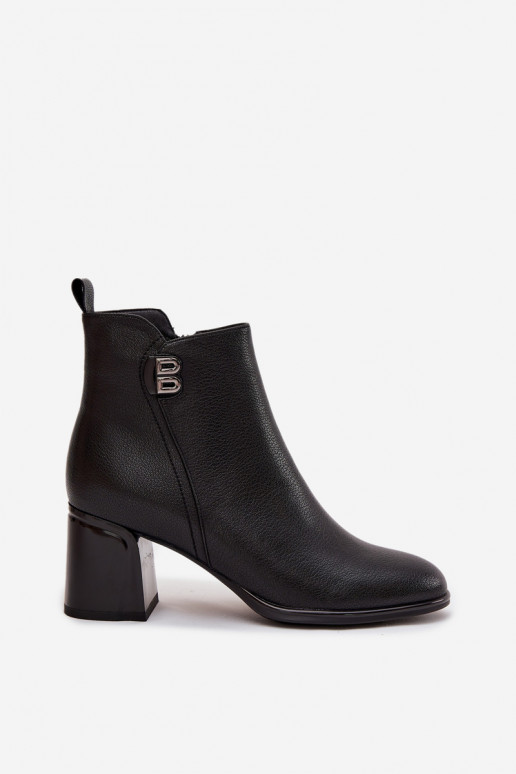 Insulated ladies ankle boots made of genuine leather with heel Black Jovelle