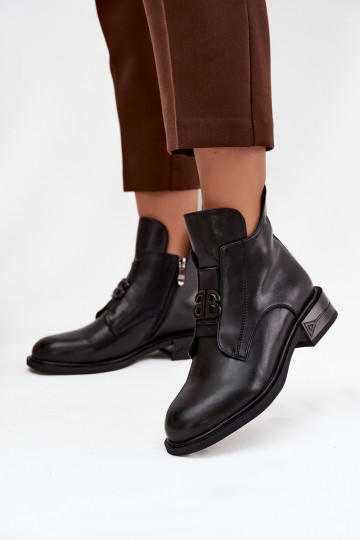 Insulated Leather Women's Boots With Decorative Detail Black Briselda 2