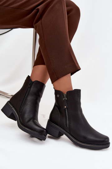 Women's Block Heel Boots with Heating Black Kalivana