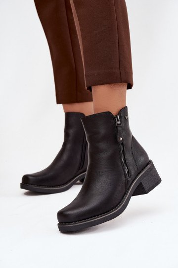 Women's Block Heel Boots with Heating Black Kalivana 2