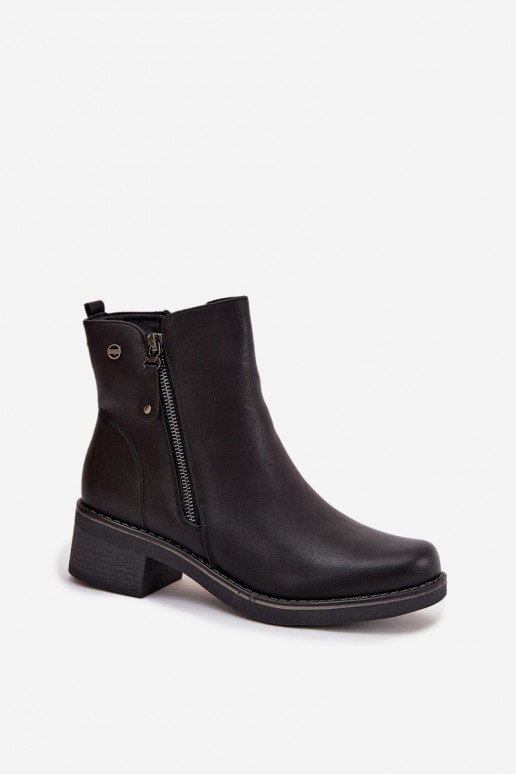 Women's Block Heel Boots with Heating Black Kalivana Women's Block Heel Boots with Heating Black Kalivana