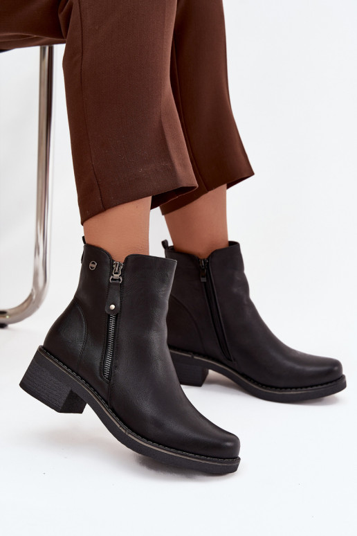 Women's Block Heel Boots with Heating Black Kalivana Women's Block Heel Boots with Heating Black Kalivana