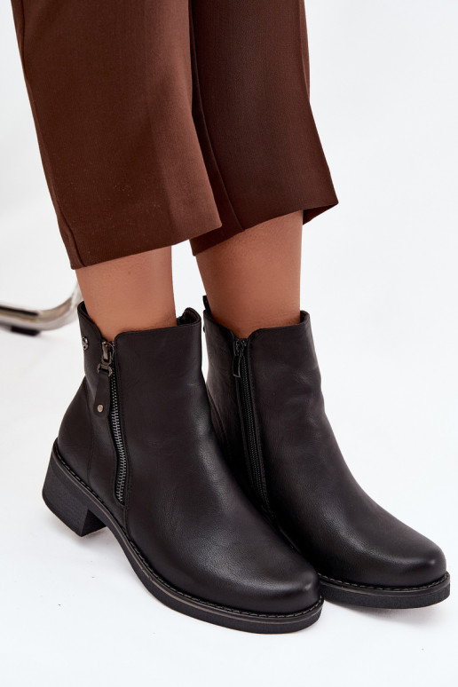 Women's Block Heel Boots with Heating Black Kalivana Women's Block Heel Boots with Heating Black Kalivana