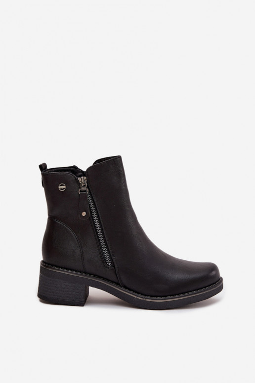 Women's Block Heel Boots with Heating Black Kalivana Women's Block Heel Boots with Heating Black Kalivana