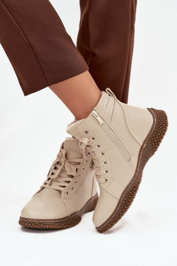 Women's Ankle Boots Lined with Faux Fur Beige Ulverina 2