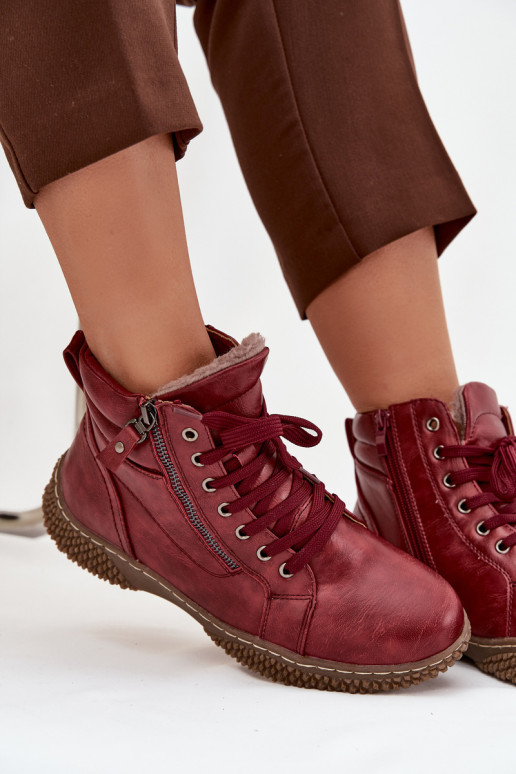 Women's Boots Lined with Faux Fur from Eco Leather Bordeaux Ulverina