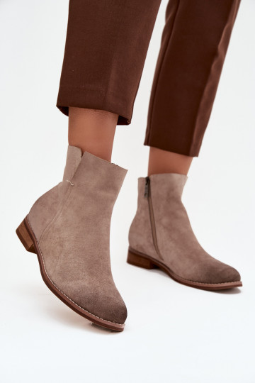 Women's Flat Heel Ankle Boots Vinceza 39961 Beige 2