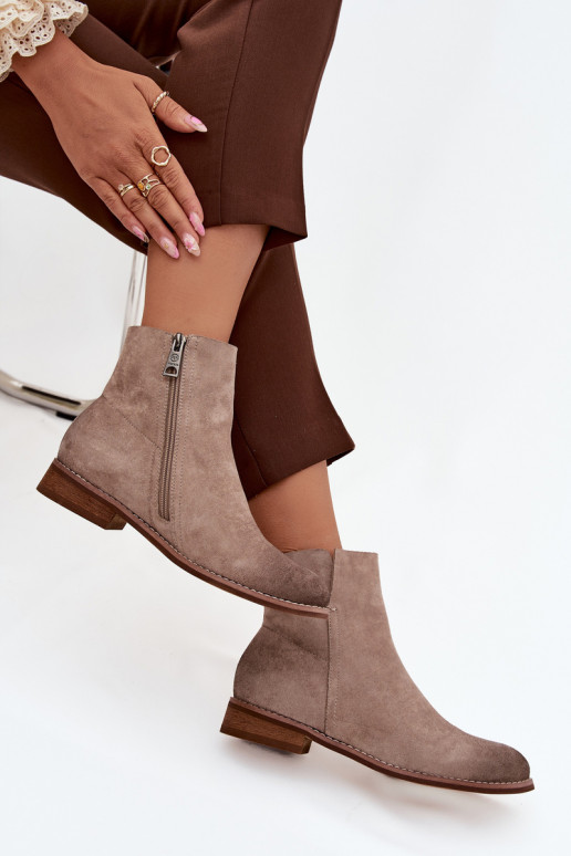 Botki Damskie Na Płaskim Obcasie Vinceza 39961 Beżowe