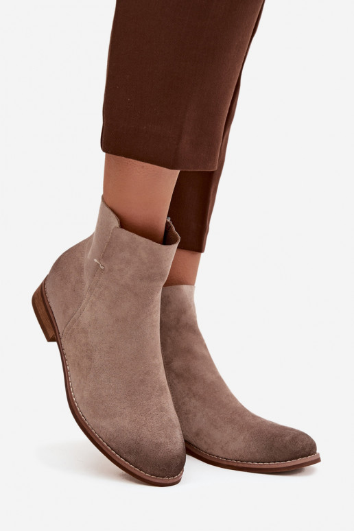 Women's Flat Heel Ankle Boots Vinceza 39961 Beige