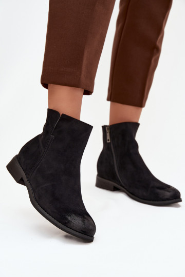 Women's Flat Heel Ankle Boots Vinceza 39961 Black