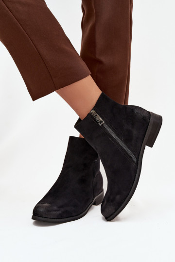 Women's Flat Heel Ankle Boots Vinceza 39961 Black 2