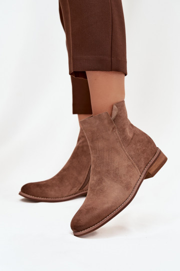 Women's Flat Heel Ankle Boots Vinceza 39961 Light Brown 2