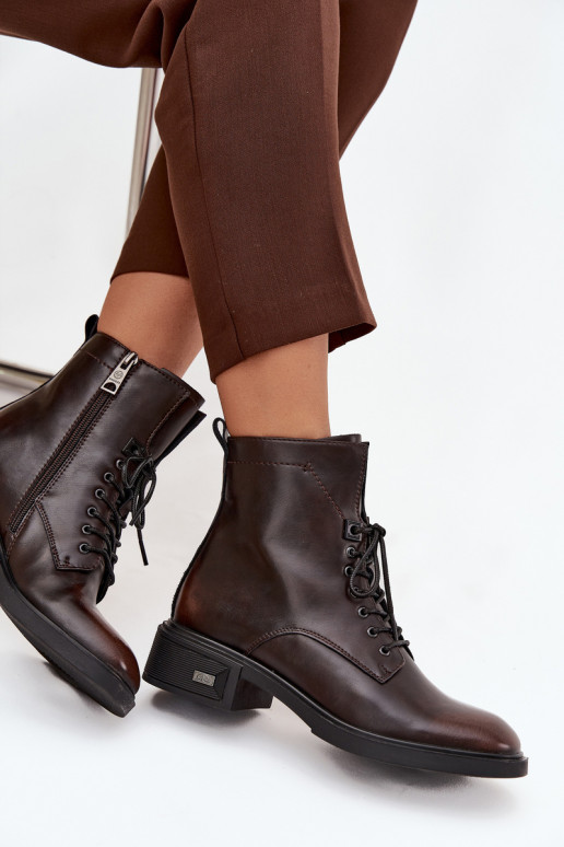 Women's Leather Ankle Boots Low Heel Insulated Vinceza 39955 Chocolate Women's Leather Ankle Boots Low Heel Insulated Vinceza 39955 Chocolate