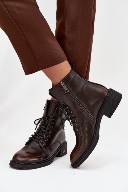 Women's Leather Ankle Boots Low Heel Insulated Vinceza 39955 Chocolate Women's Leather Ankle Boots Low Heel Insulated Vinceza 39955 Chocolate