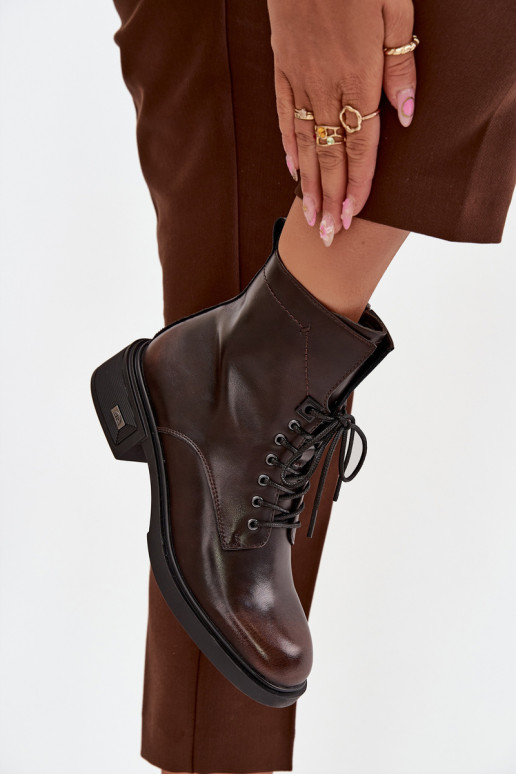 Women's Leather Ankle Boots Low Heel Insulated Vinceza 39955 Chocolate Women's Leather Ankle Boots Low Heel Insulated Vinceza 39955 Chocolate