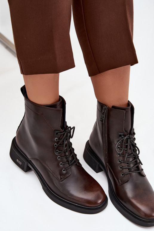 Women's Leather Ankle Boots Low Heel Insulated Vinceza 39955 Chocolate Women's Leather Ankle Boots Low Heel Insulated Vinceza 39955 Chocolate