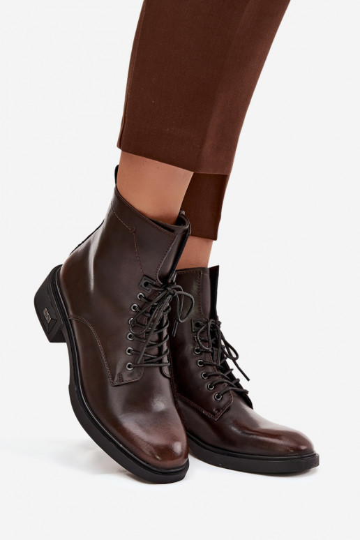 Women's Leather Ankle Boots Low Heel Insulated Vinceza 39955 Chocolate Women's Leather Ankle Boots Low Heel Insulated Vinceza 39955 Chocolate