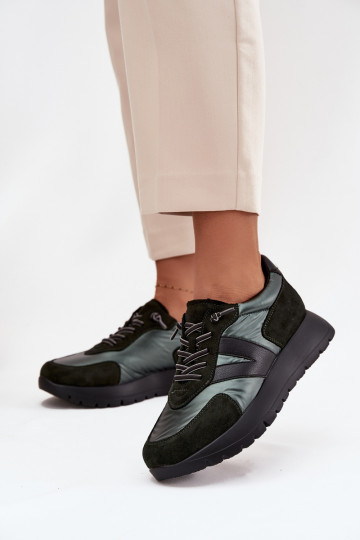 Sneakersy Damskie Na Platformie Vinceza 58561 Ciemnozielone