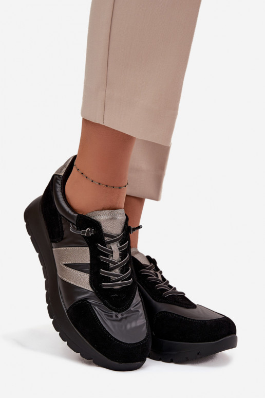 Sneakersy Damskie Na Platformie Vinceza 58561 Czarne