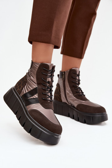 Women's Insulated Ankle Boots on Platform Vinceza 58562 Brown