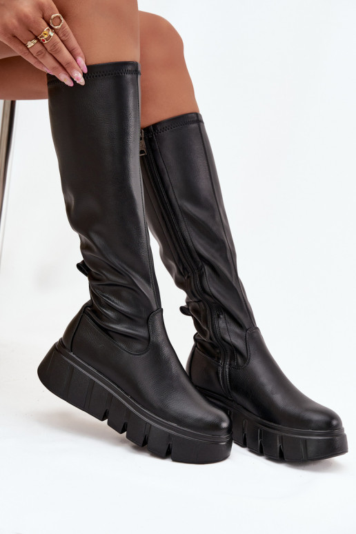 Women's Platform Boots with Zipper Vinceza 58553 Black