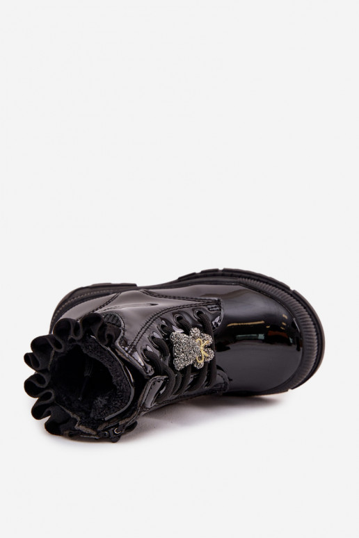 Girls' patent leather ankle boots with zipper black Felori