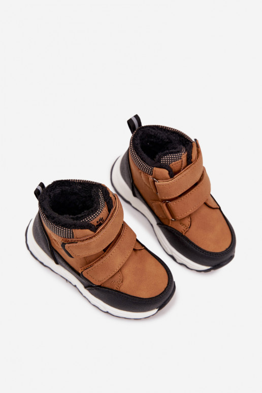 Insulated Children's Winter Shoes With Velcro Camel Nolivine