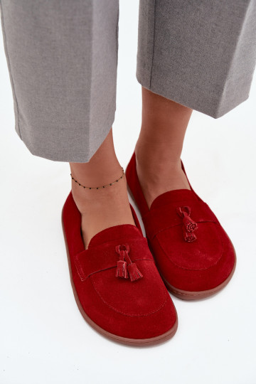 Leather Suede Barefoot Moccasins Zazoo 322 Red