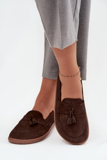 Leather suede moccasins barefoot type Zazoo 322 chocolate 2