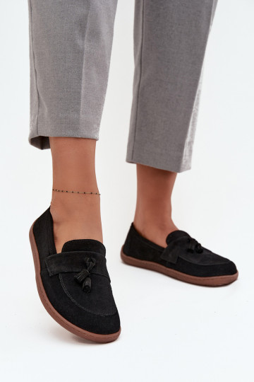 Leather Suede Moccasins Barefoot Type Zazoo 322 Black 2