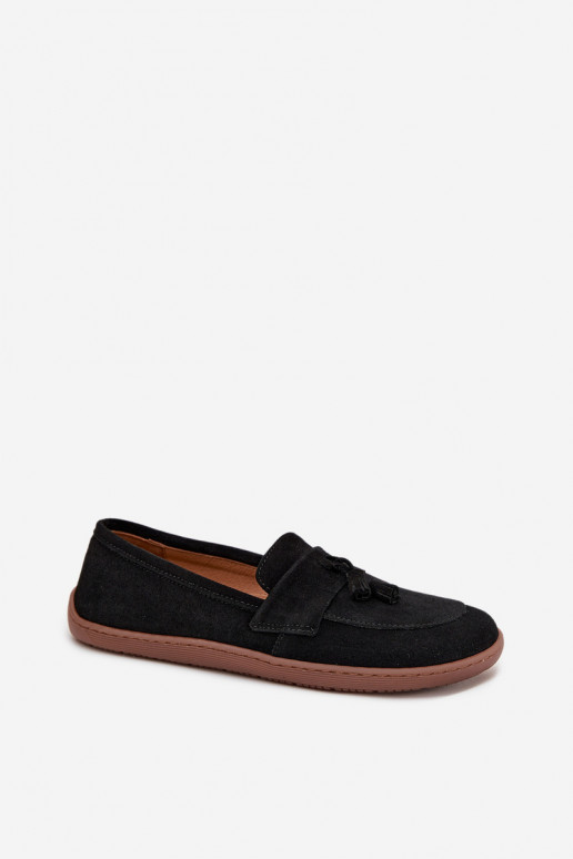 Leather Suede Moccasins Barefoot Type Zazoo 322 Black