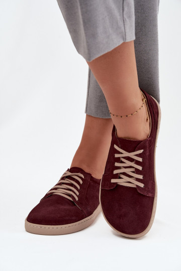 Trampki Typu BarefootwithNaturalnego Zamszu Zazoo 314 Bordowe