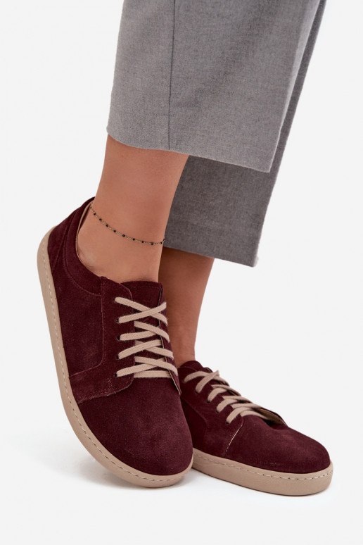 Trampki Typu BarefootwithNaturalnego Zamszu Zazoo 314 Bordowe