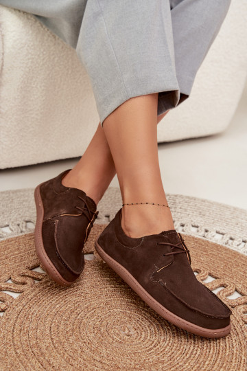 Women's Barefoot Type Shoes Made of Natural Suede Zazoo 327 Chocolate