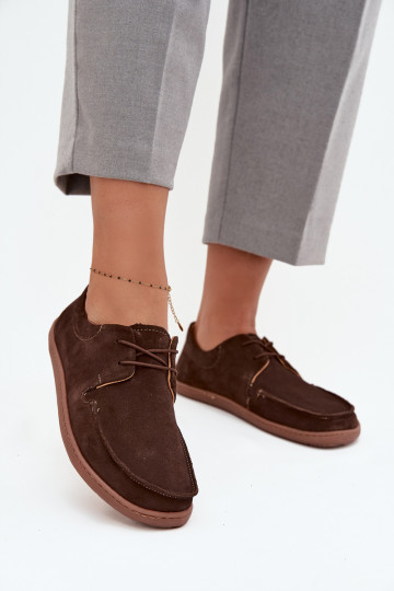 Women's Barefoot Type Shoes Made of Natural Suede Zazoo 327 Chocolate 2