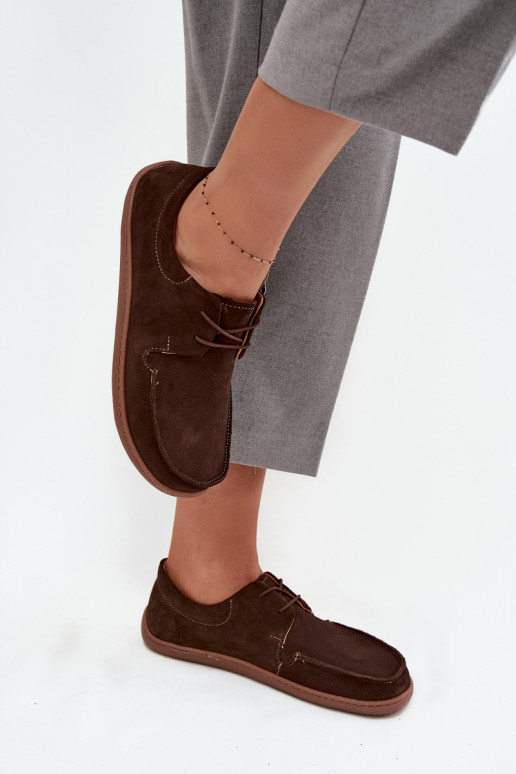 Półbuty Damskie Typu BarefootwithNaturalnego Zamszu Zazoo 327 Czekoladowe