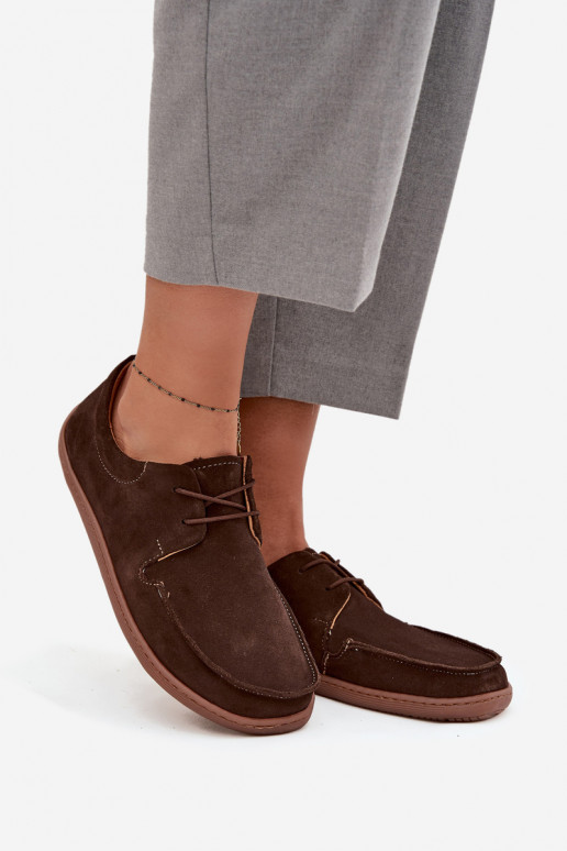 Women's Barefoot Type Shoes Made of Natural Suede Zazoo 327 Chocolate
