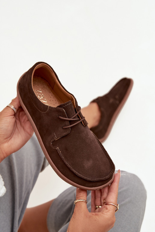Półbuty Damskie Typu BarefootwithNaturalnego Zamszu Zazoo 327 Czekoladowe