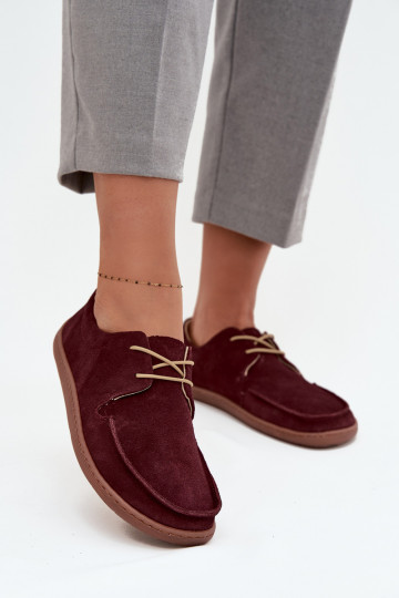 Women's Barefoot Type Shoes Made of Natural Suede Zazoo 327 Bordeaux 2