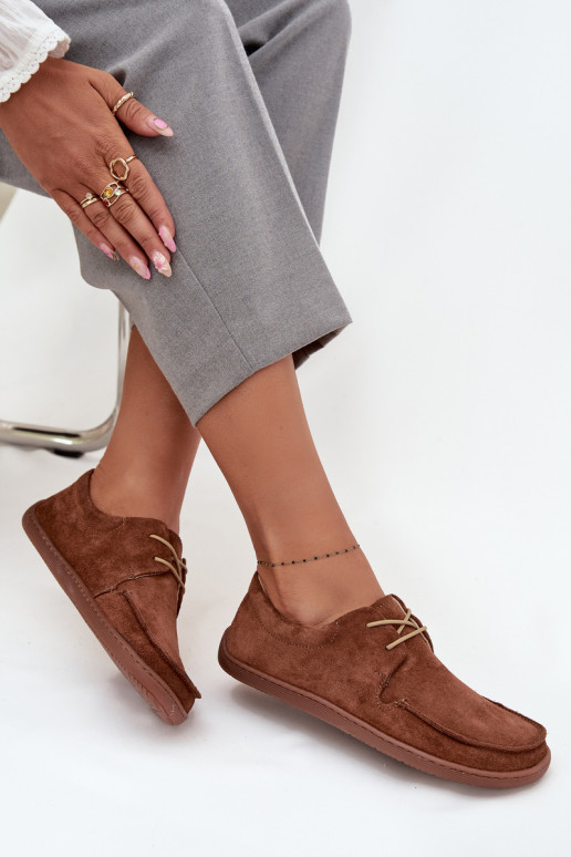 Women's Barefoot Style Shoes Made of Natural Suede Zazoo 327 Brown